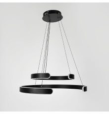 Підвісна люстра у чорному двоярусному корпусі 40+60 см