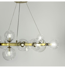 Кільцева люстра з 15 прозорими плафонами у латунному корпусі Ø 85 см