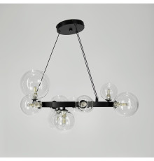 Кільцева люстра з 10 прозорими плафонами у чорному корпусі Ø 70 см