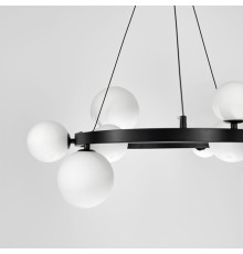 Кільцева люстра з 10 білими плафонами у чорному корпусі Ø 70 см