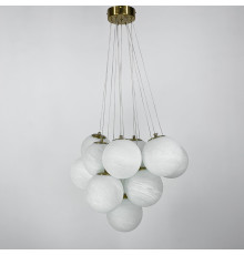 Люстра-пучок на 13 мармурових плафонів у латунному корпусі