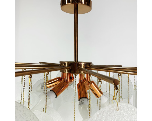 Cтельова люстра в кольорі мідь з скляними пластинами Ø 80 см