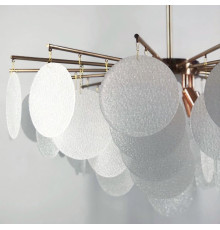 Cтельова люстра в кольорі мідь з скляними пластинами Ø 80 см