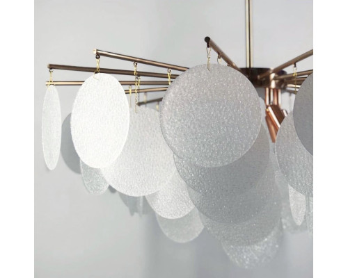 Cтельова люстра в кольорі мідь з скляними пластинами Ø 80 см