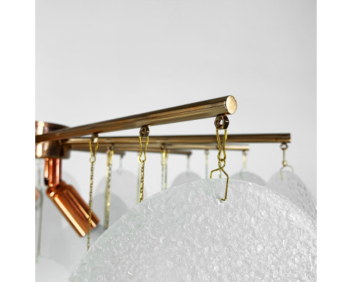 Cтельова люстра в кольорі мідь з скляними пластинами Ø 80 см