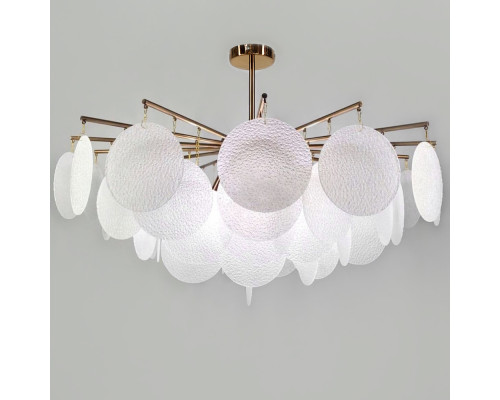 Cтельова люстра в кольорі мідь з скляними пластинами Ø 80 см