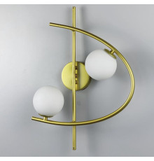 Золоте праве бра на 2 білих плафона