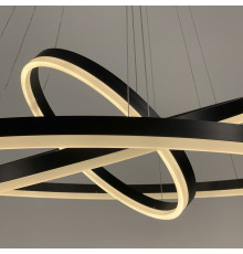 LED люстра на три кільця у чорному каркасі 60+40+20 см