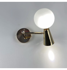 Золоте бра ABELINA на два джерела світла із білим плафоном