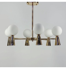 Золота люстра ABELINA з 6-ма білими плафонами на 2 джерела світла