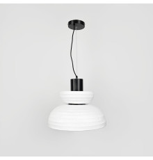 Люстра у чорному корпусі з білим абажуром Ø 40 см