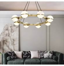 Елегантна латунна кільцева люстра на 8 плафонів Ø 80 см
