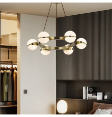 Елегантна латунна кільцева люстра на 6 плафонів Ø 65 см