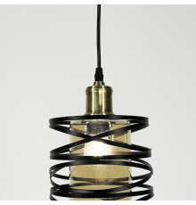 Підвіс у чорному корпусі з янтарним плафоном 16х16 см