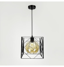 Люстра у чорному корпусі з янтарним плафоном 24х24 см