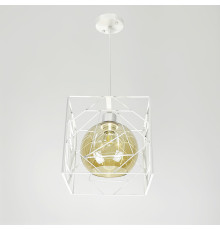 Люстра у білому корпусі з янтарним плафоном 24х24 см