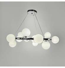 Кільцева люстра у хромованому корпусі з 15 білими плафонами Ø 75 см