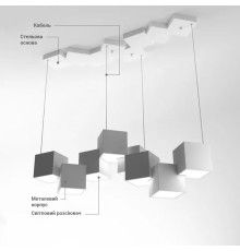 Сучасна геометрична люстра CUBE у білому корпусі
