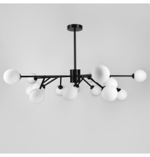 Стельова люстра в чорному корпусі на 15 білих плафонів Ø 100 см