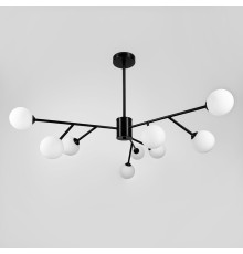 Стельова люстра в чорному корпусі на 9 білих плафонів Ø 100 см