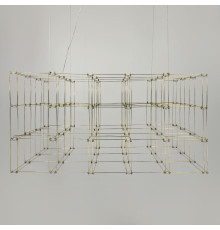 Золота геометрична люстра у формі паралелепіпеда 120*60*60 см