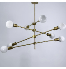 Світильник без плафонів на 8 патронів з цоколем Е27 в корпусі латунь