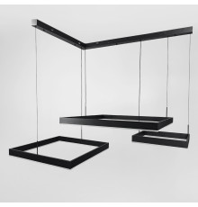 Люстра у чорному корпусі із трьома підвісними квадратами 40, 60 та 80 см