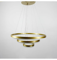 Підвісна люстра у латунному корпусі на три кільця 60, 40 та 20 см