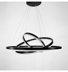 Підвісна люстра у чорному корпусі на три кільця 80, 60 та 40 см