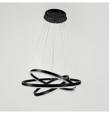 Підвісна люстра у чорному корпусі на три кільця 60, 50 та 40 см