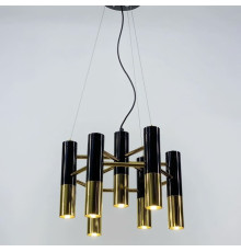 Сучасна чорна люстра із золотими деталями у корпусі 40х35 см