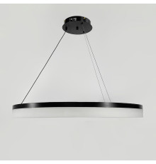 Сучасна кільцева люстра в чорному каркасі Ø 80 см