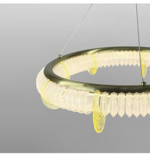 Латунна кільцева люстра із прозорими та жовтими пластинами Ø 85 см