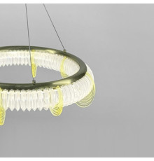 Латунна кільцева люстра із прозорими та жовтими пластинами Ø 105 см