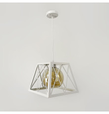 Світильник Лофт у корпусі білого кольору із янтарним плафоном