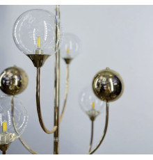 Люстра з скляними та металевими плафонами з дугоподібними ріжками