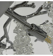 Видовжена вишукана срібна люстра із кришталевими підвісами у корпусі 120 см