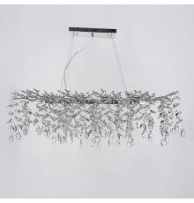 Видовжена срібна люстра DIAMINA з кришталевим камінням у корпусі 100 см