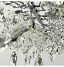 Видовжена срібна люстра DIAMINA з кришталевим камінням у корпусі 150 см