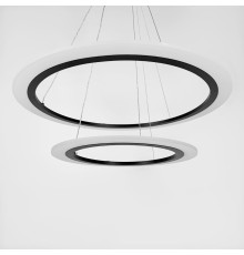 Сучасна чорна підвісна люстра з двома кільцями Ø 60+40 см