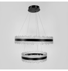 Чарівна підвісна люстра у чорному корпусі з двома кільцями Ø 60+40 см