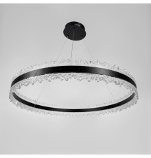 Чарівна підвісна люстра у чорному корпусі з кільцем Ø 80 см