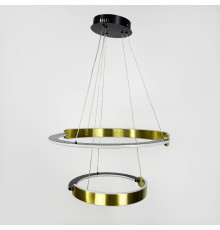 Підвісна люстра у латунно-чорному корпусі з двома кільцями Ø 60+40 см