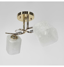 Золота люстра на 2 матових плафони з візерунком у корпусі 50 см