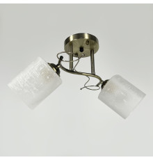 Бронзова люстра на 2 матових плафони з візерунком у корпусі 47 см