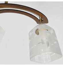 Золотий світильник із декором дерева на 3 плафони у корпусі 50 см