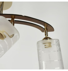 Золотий світильник із декором дерева на 4 плафони у корпусі 60 см