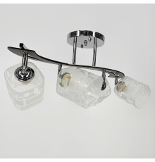 Срібний світильник із декором дерева на 4 плафони у корпусі 60 см