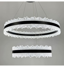 Чарівна підвісна люстра у чорному корпусі з двома кільцями Ø 80+60 см