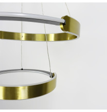 Підвісна люстра у латунно-чорному корпусі з двома кільцями Ø 80+60 см